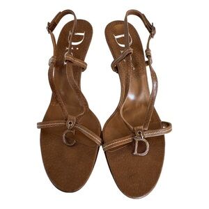 Christian Dior Vintage Galliano CD Charm Brown Leather Strappy Heels EU 36 Shoes